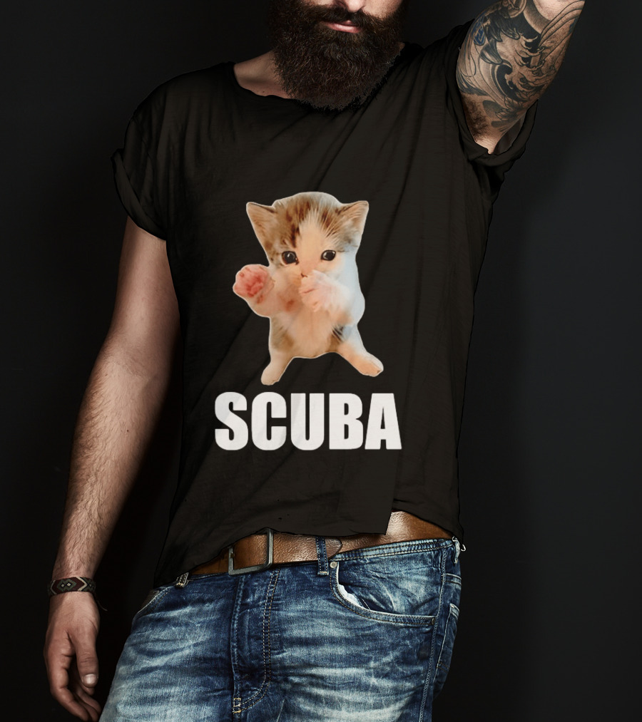 Kitten Cat Feline Pet Animal Martial Arts Scuba Meme Warrior Defender T-Shirt