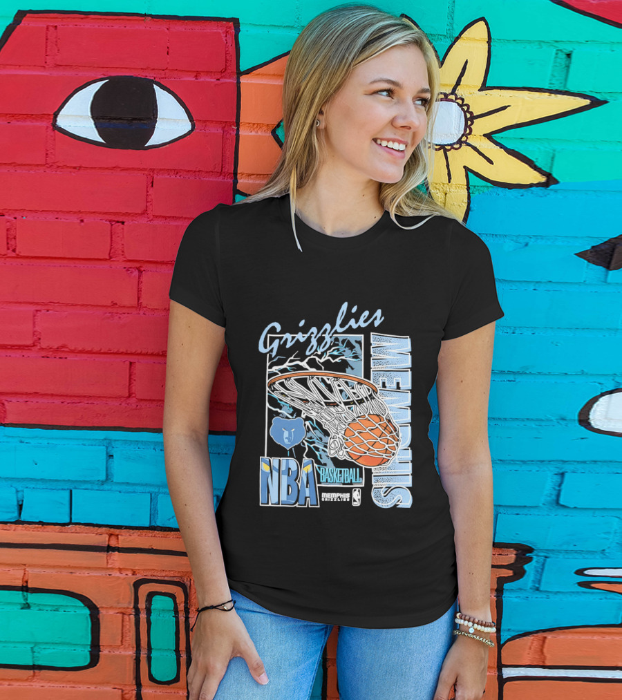 Grizzlies Memphis Basketball NBA Bear Logo And Hoop T-Shirt