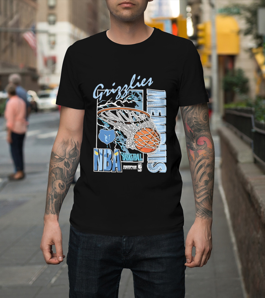 Grizzlies Memphis Basketball NBA Bear Logo And Hoop T-Shirt