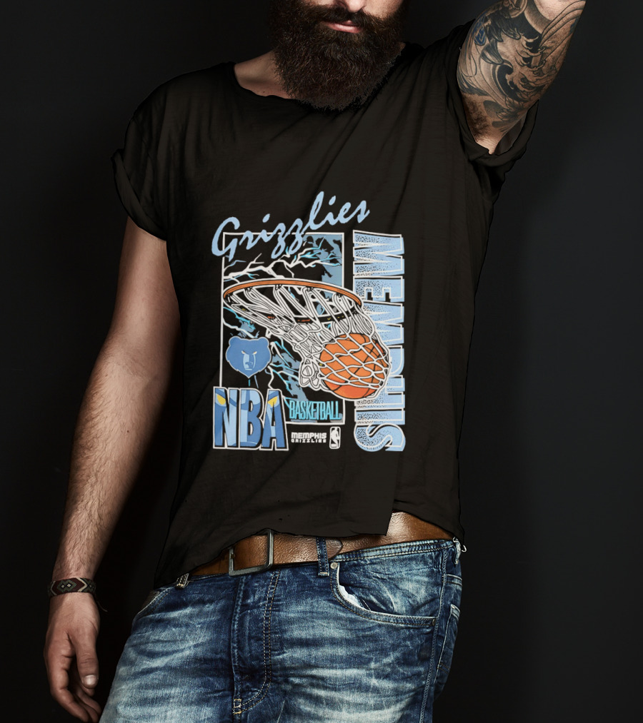 Grizzlies Memphis Basketball NBA Bear Logo And Hoop T-Shirt