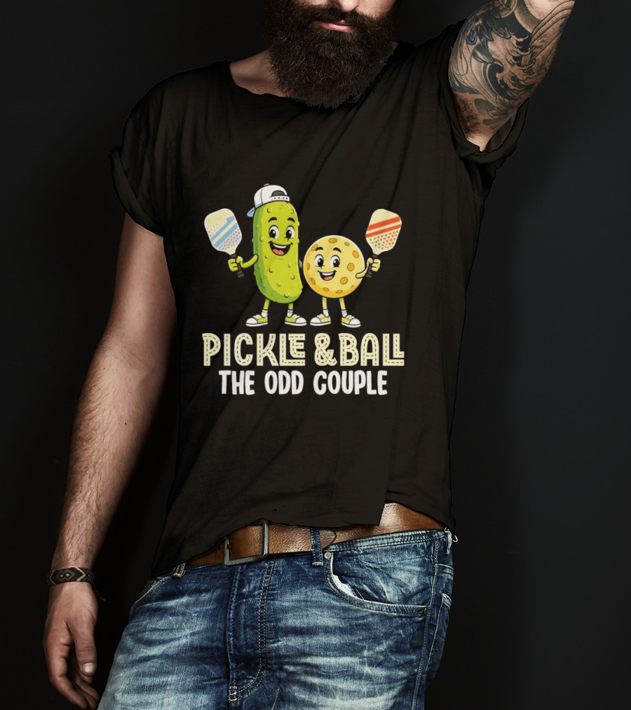 Pickleball Pickle And Ball The Odd Couple Pickle & Ball Paddle Fun T-Shirt