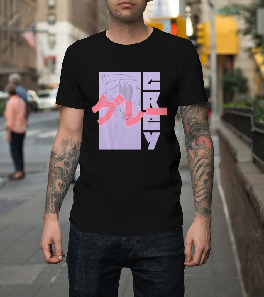 Grim Reaper Grey Japanese Kanji T-Shirt