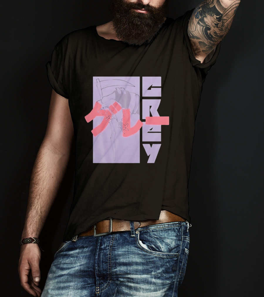Grim Reaper Grey Japanese Kanji T-Shirt