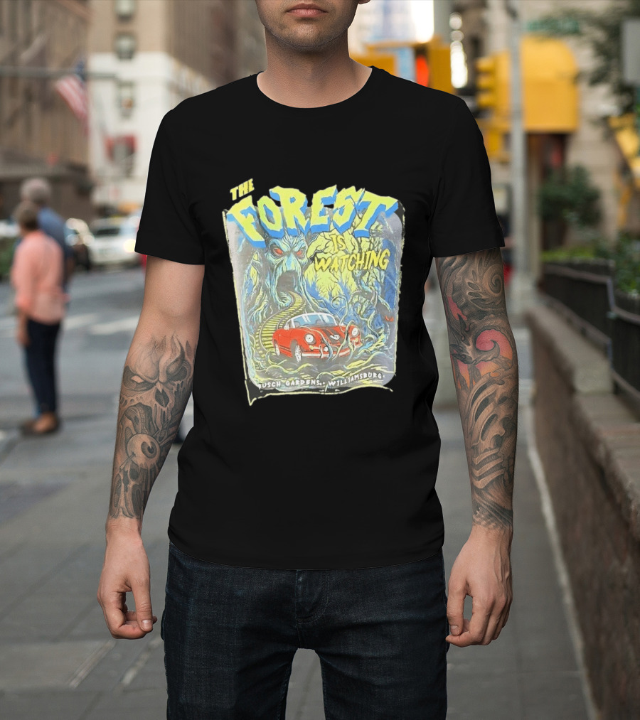The Forest Is Ing Busch Gardens Williamsburg Red Car And Creepy Trees T-Shirt