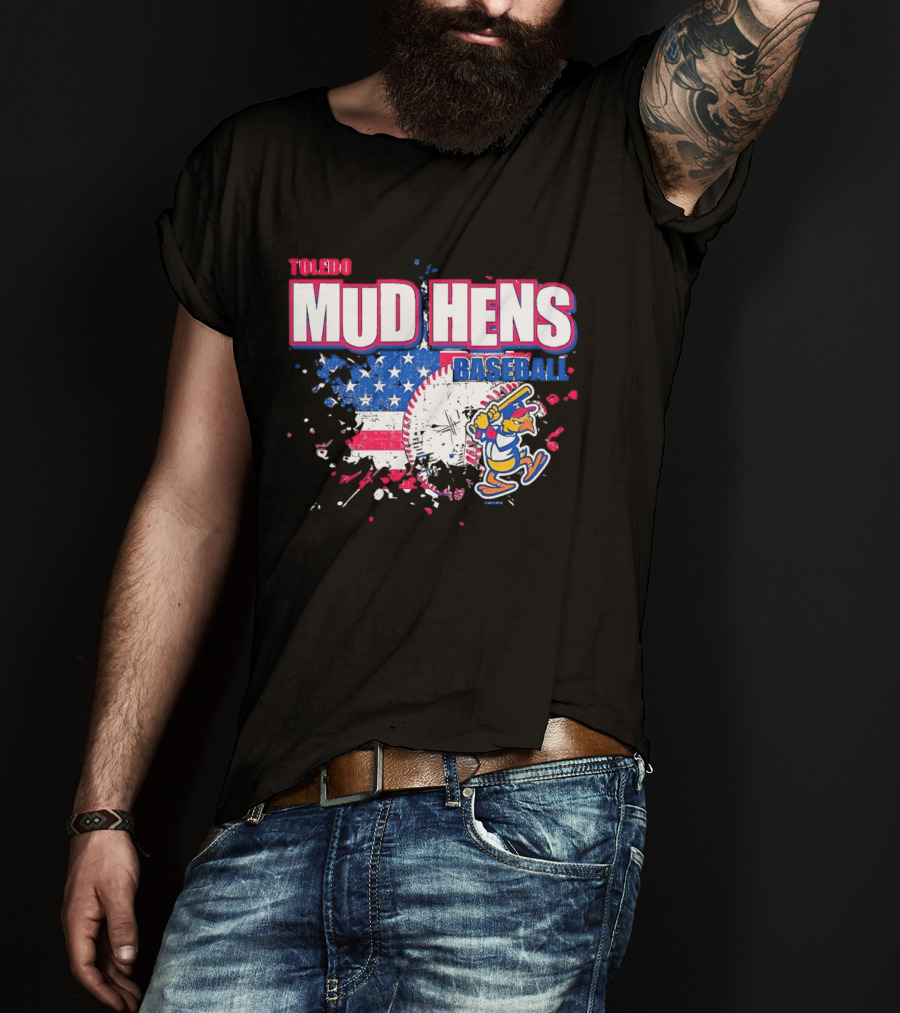 Toledo Mud Hens American Flag Splatter Baseball T-Shirt