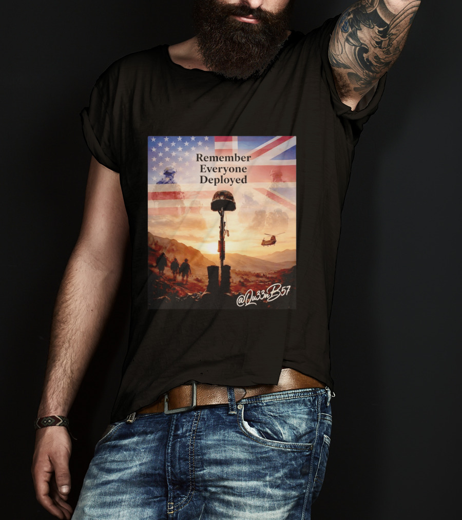United States United Kingdom Remember Everyone Deployed Chinook Helicopter T-Shirt