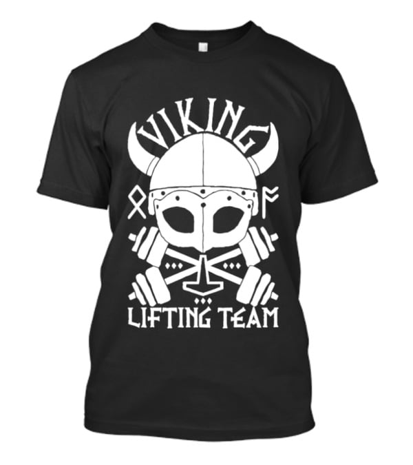 Viking Lifting Team Skull With Barbell And Helmet T-Shirt