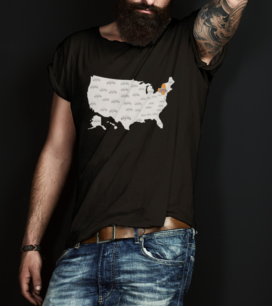 America Spurs New York Knicks US Map Basketball Team Representation T-Shirt