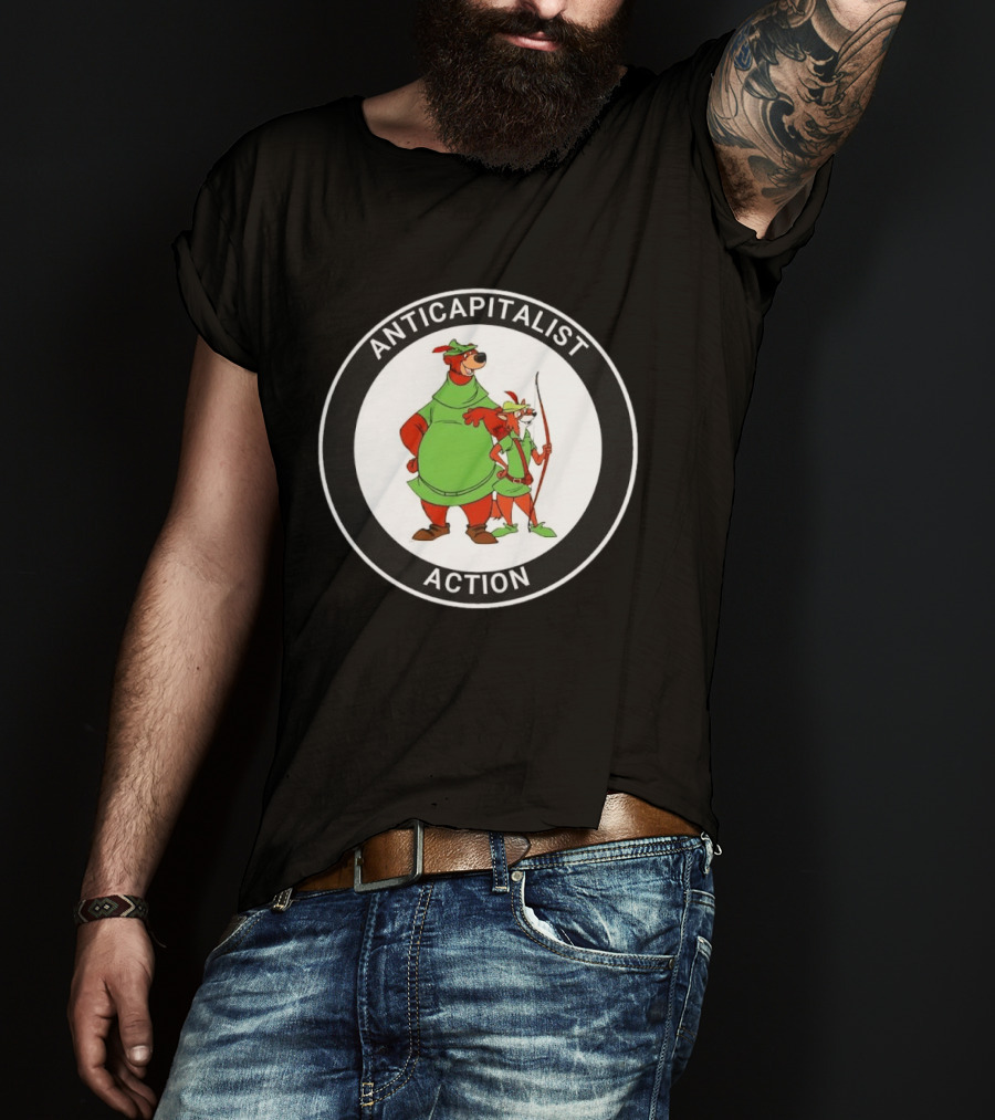 Anticapitalist Action Robin Hood Little John Circle T-Shirt