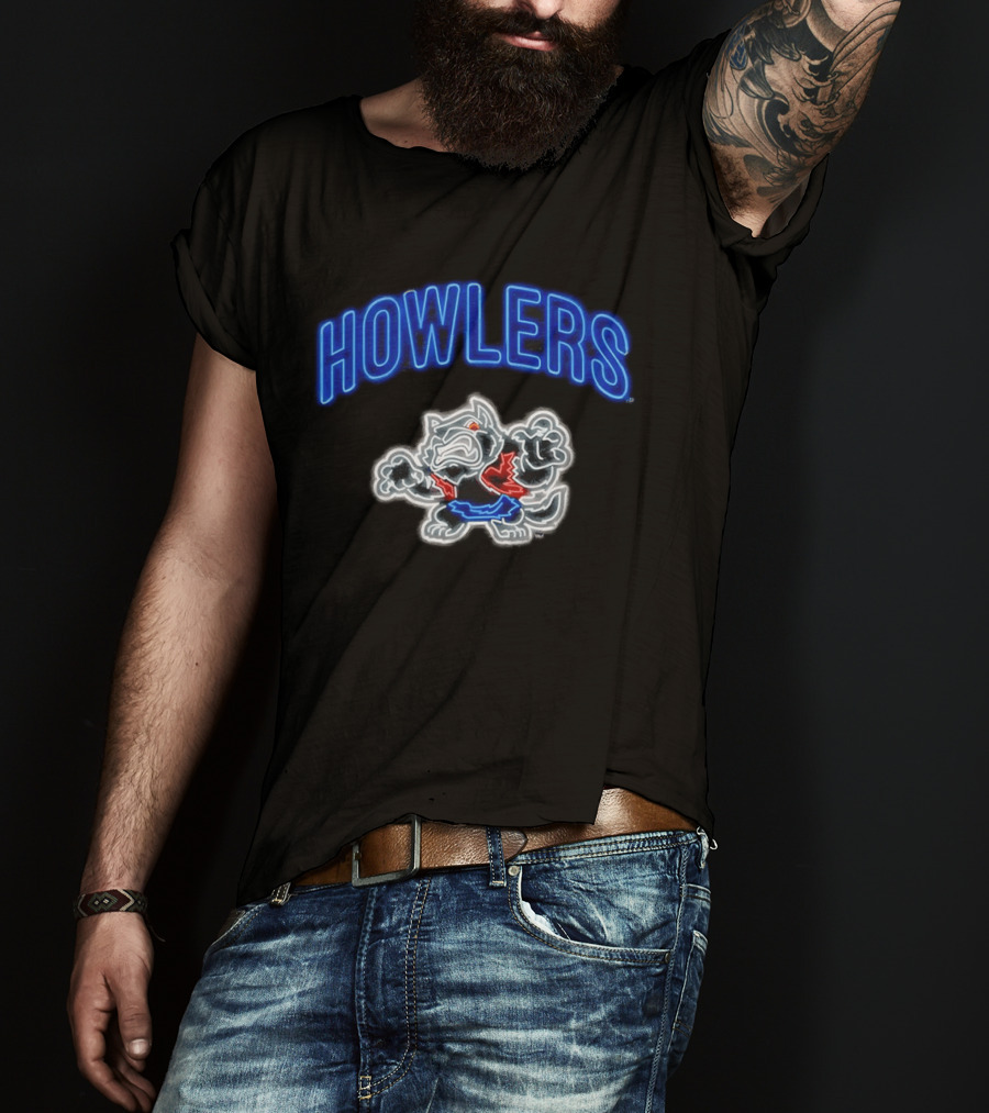 Howlers Neon Wolf Men's Animated Cartoon T-Shirt
