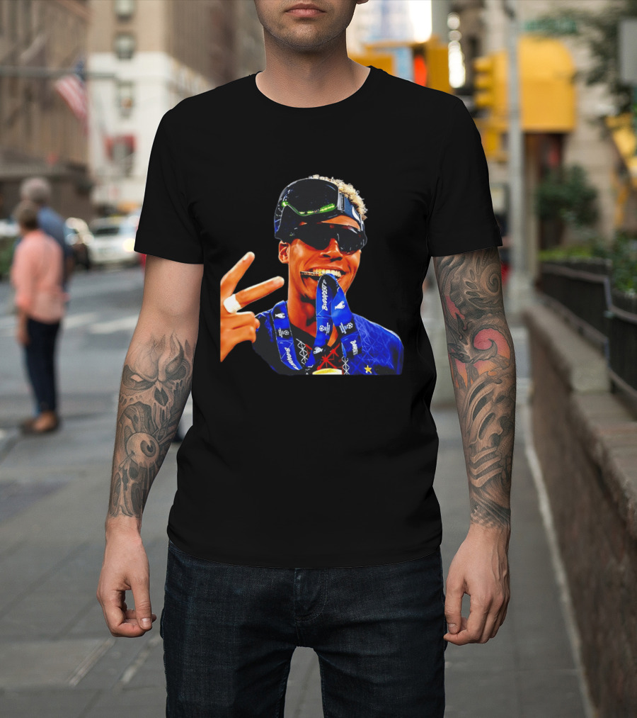 Paris Saint Germain Desire Doue Biting Medal Victory Celebration T-Shirt