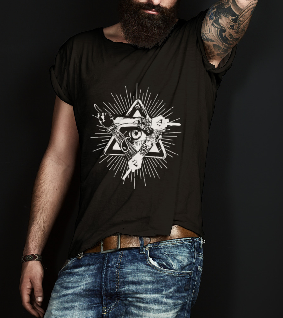 Invisible All Seeing Eye Illuminati Pyramid With Radiant Angel Amidst Stars And Numbers 369 Symbolism T-Shirt