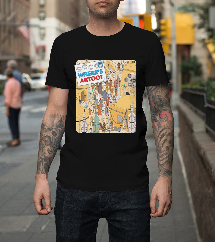 Where's Artoo Star Wars R2 D2 Tatooine Scene T-Shirt