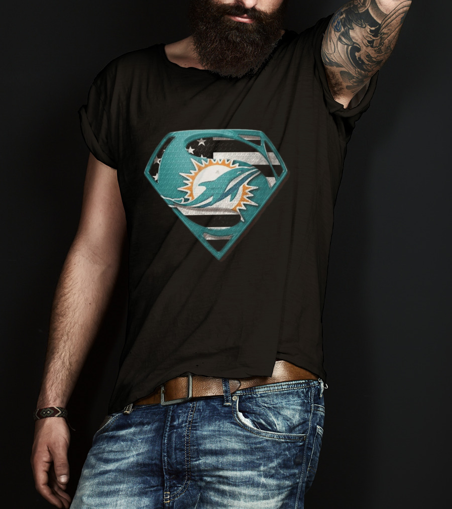 Miami Dolphins Superman Shield NFL Fan T-Shirt