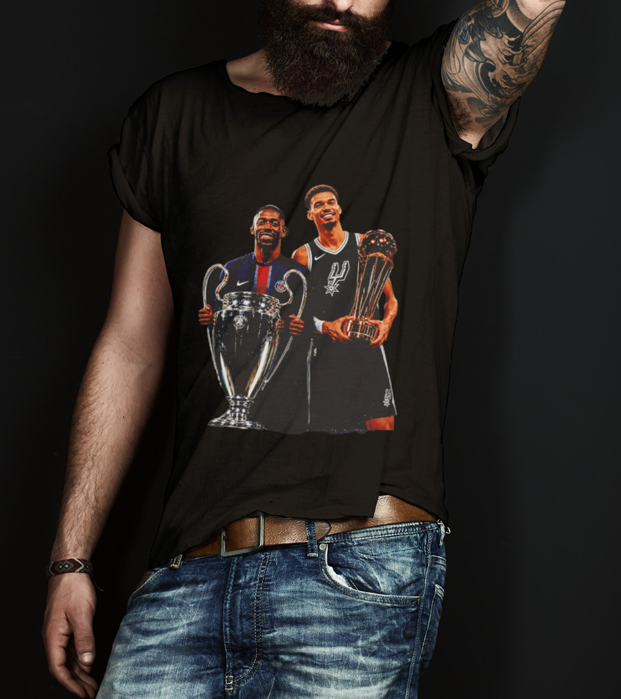 Ousmane Dembele PSG UEFA Champions League Victor Wembanyama San Antonio Spurs NBA Trophy T-Shirt