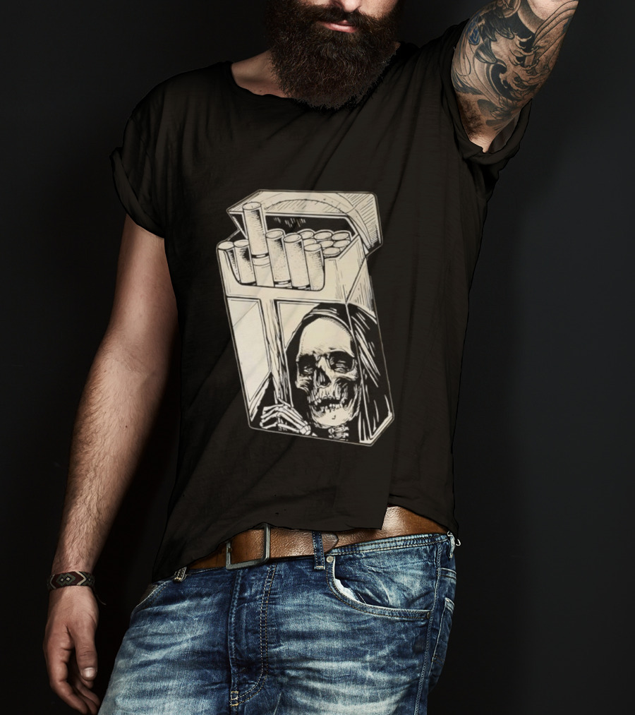 Grim Reaper Smoking Cigarette Pack T-Shirt