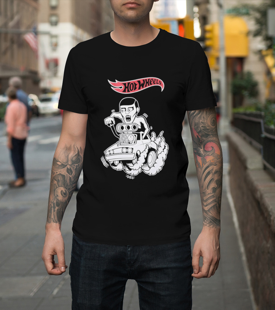 Hot Wheels Racing Car Driver Black Flame T-Shirt