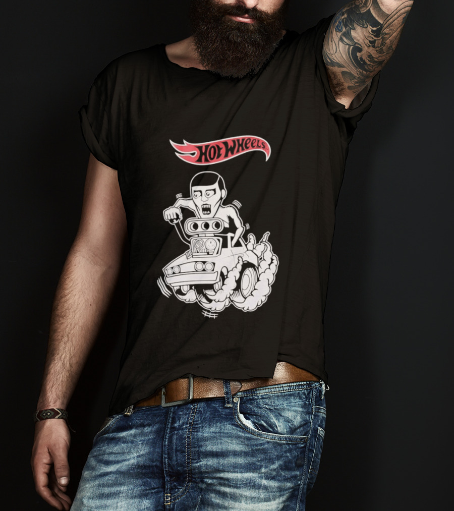 Hot Wheels Racing Car Driver Black Flame T-Shirt