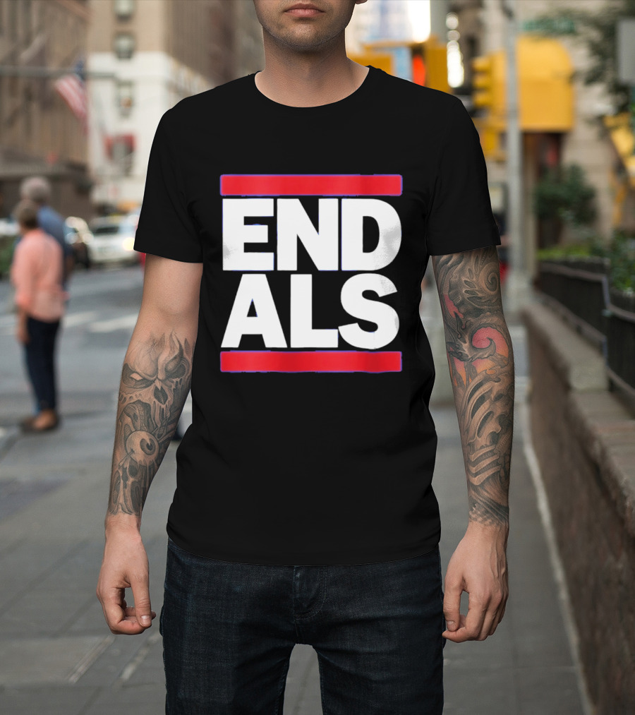 Chicago Cubs Lou Gehrig Day End ALS Campaign Red Blue T-Shirt