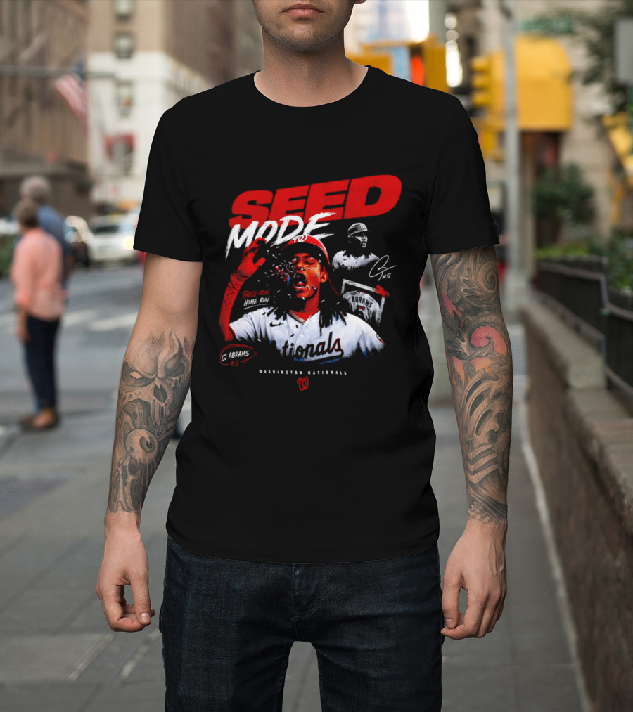 CJ Abrams Washington Nationals Seed Mode Baseball MLB Player Number 5 T-Shirt