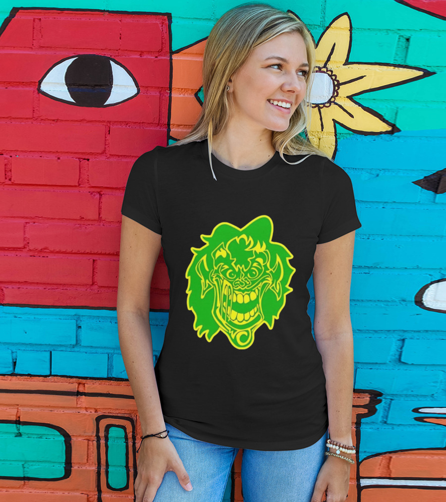 Insane Clown Posse Hatchetman Wicked Clown Face Neon Green Yellow T-Shirt