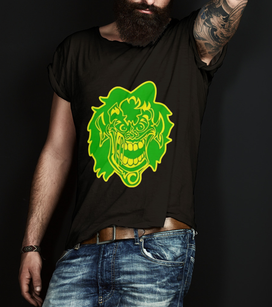 Insane Clown Posse Hatchetman Wicked Clown Face Neon Green Yellow T-Shirt