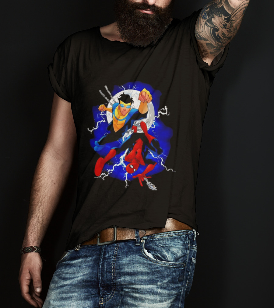Invincible Spider Man Marvel Comics Crossover Action Hero Dynamic Duo T-Shirt