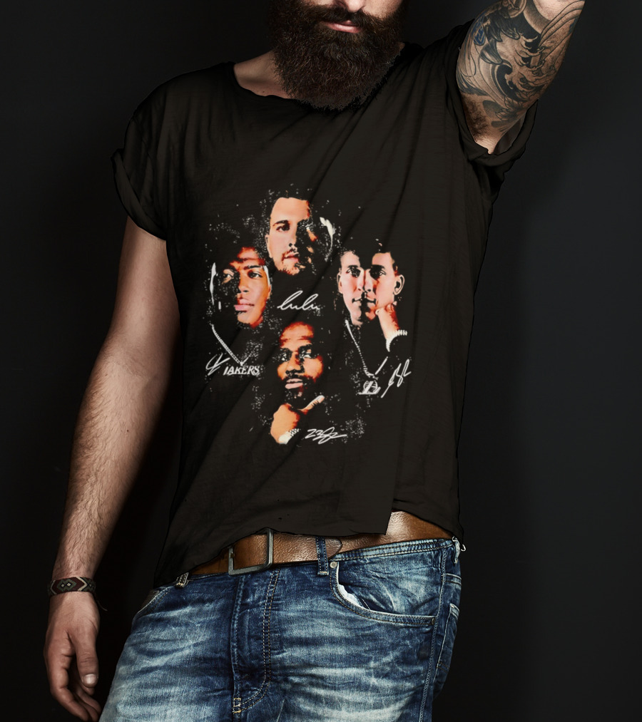 Lulu Lakers 23 Collage Featuring Iconic Player Portraits And Signature T-Shirt