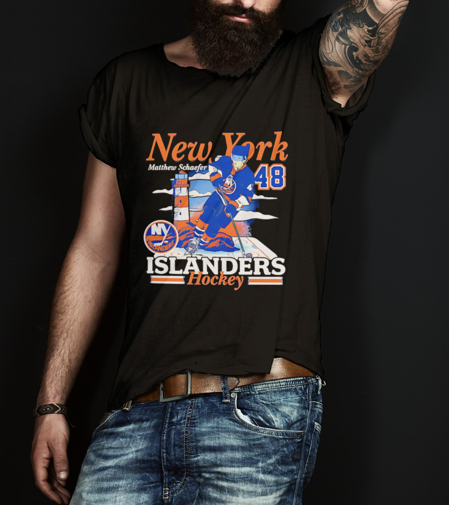 New York Islanders Matthew Schaefer 48 Hockey Team T-Shirt