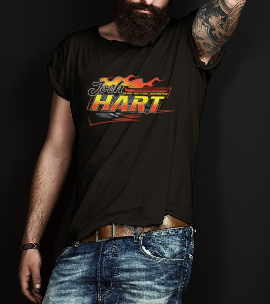 Josh Hart Flames Racing NHRA Top Fuel Dragster 2 Sided T-Shirt