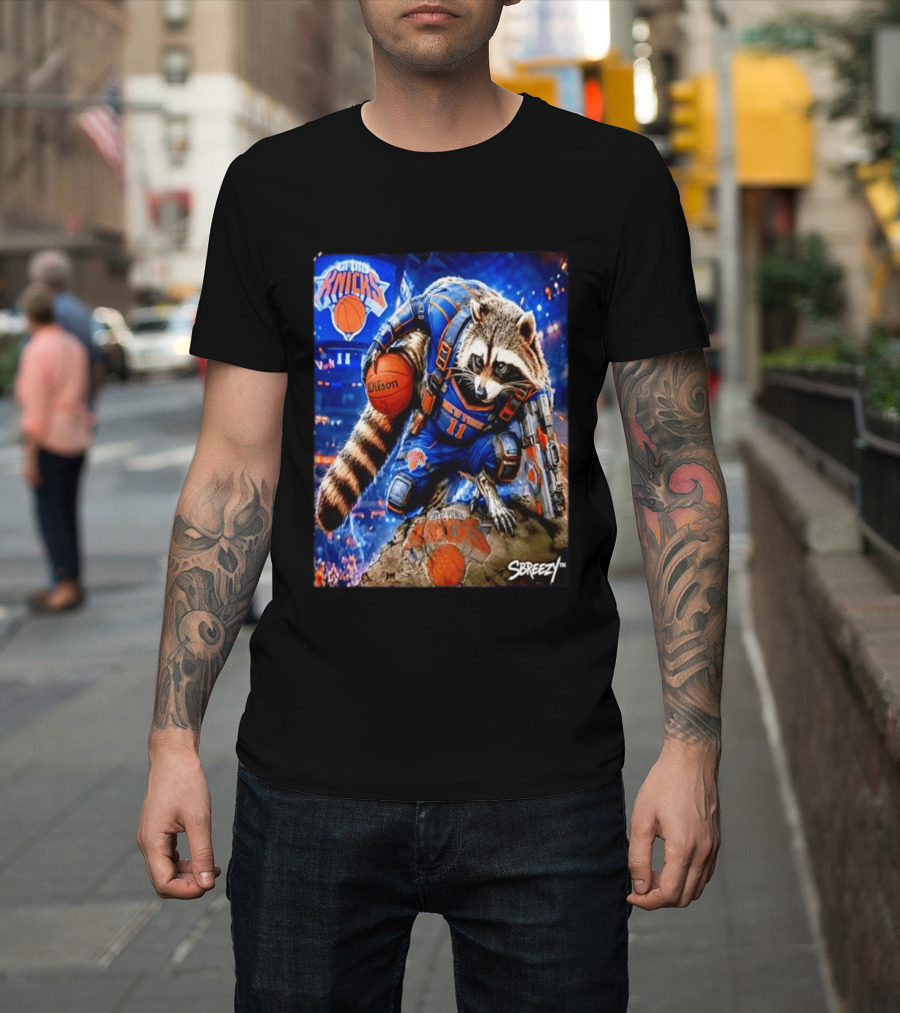 Rocket Raccoon New York Knicks NBA Basketball 11 S Breezy Wilson T-Shirt
