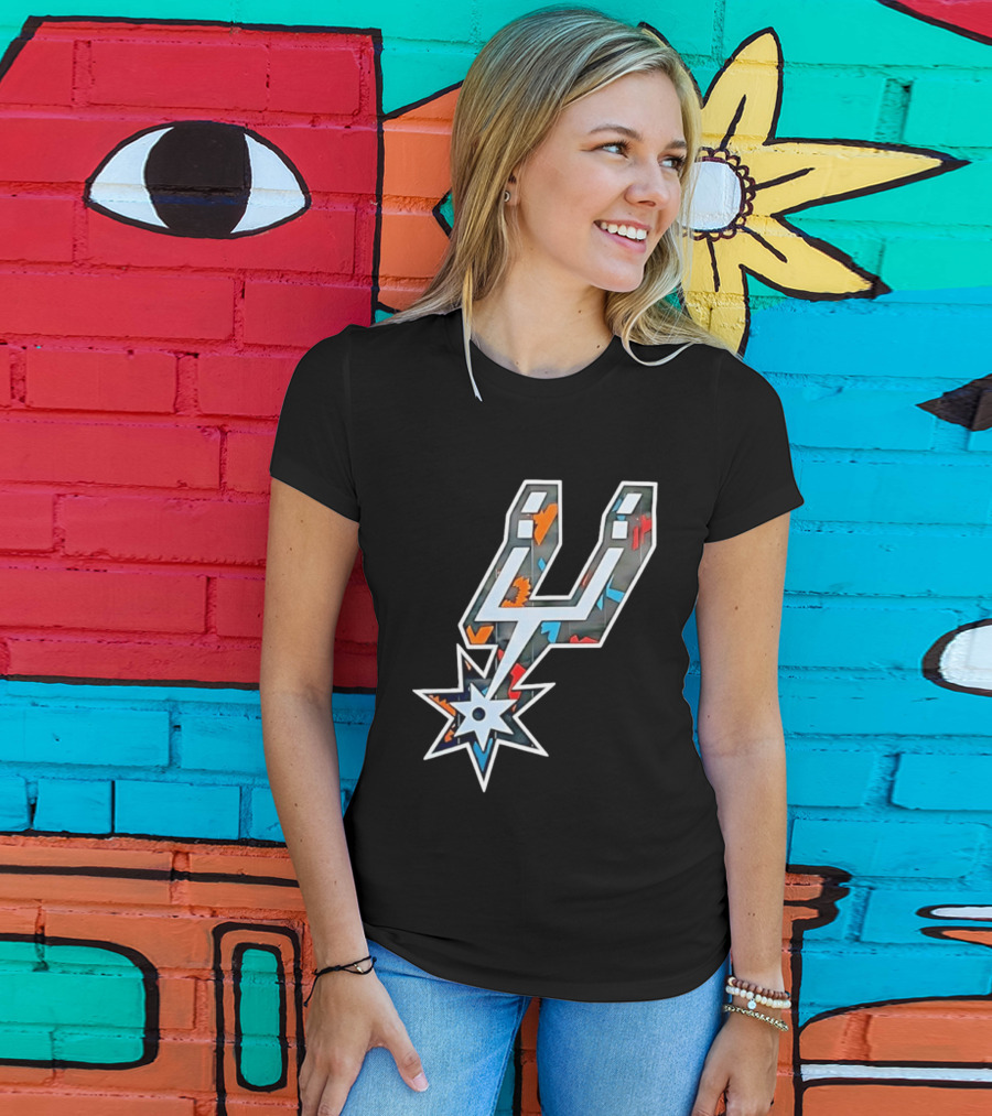 San Antonio Spurs Fiesta Colors Iconic Basketball T-Shirt