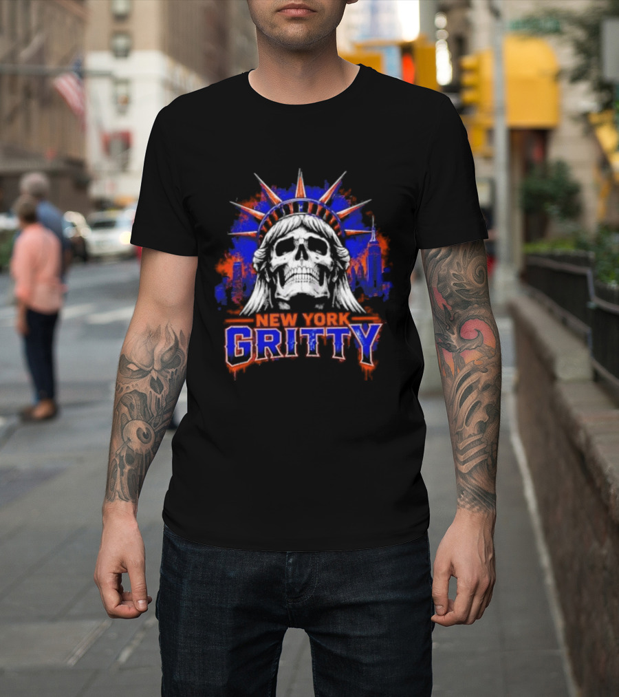 New York Gritty Skull Liberty Knicks T-Shirt