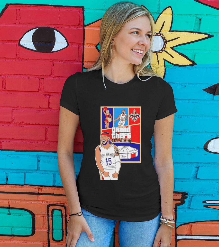 Grand Theft Alvarado New Orleans NOLA 15 Fleur De Lis Basketball T-Shirt