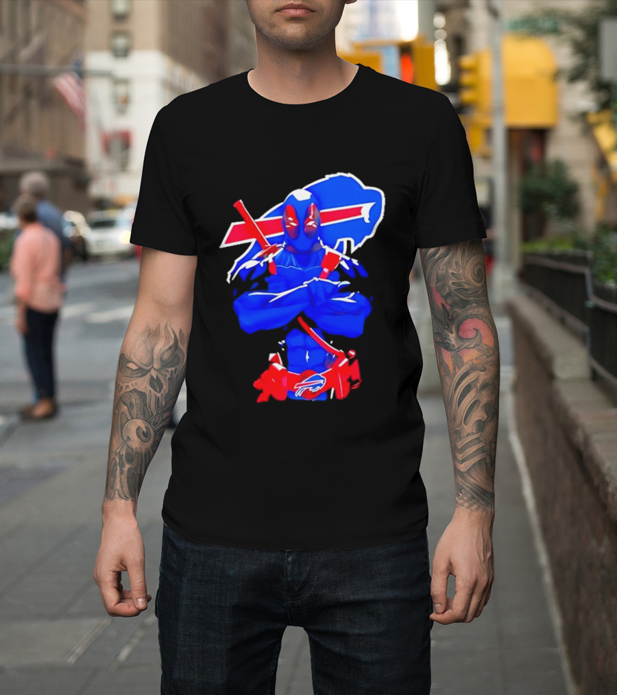 Deadpool Meditation Buffalo Bills Super Hero Football Fan T-Shirt
