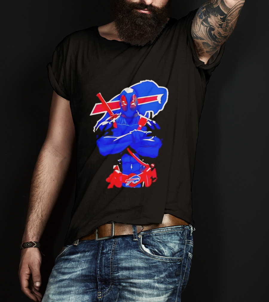 Deadpool Meditation Buffalo Bills Super Hero Football Fan T-Shirt
