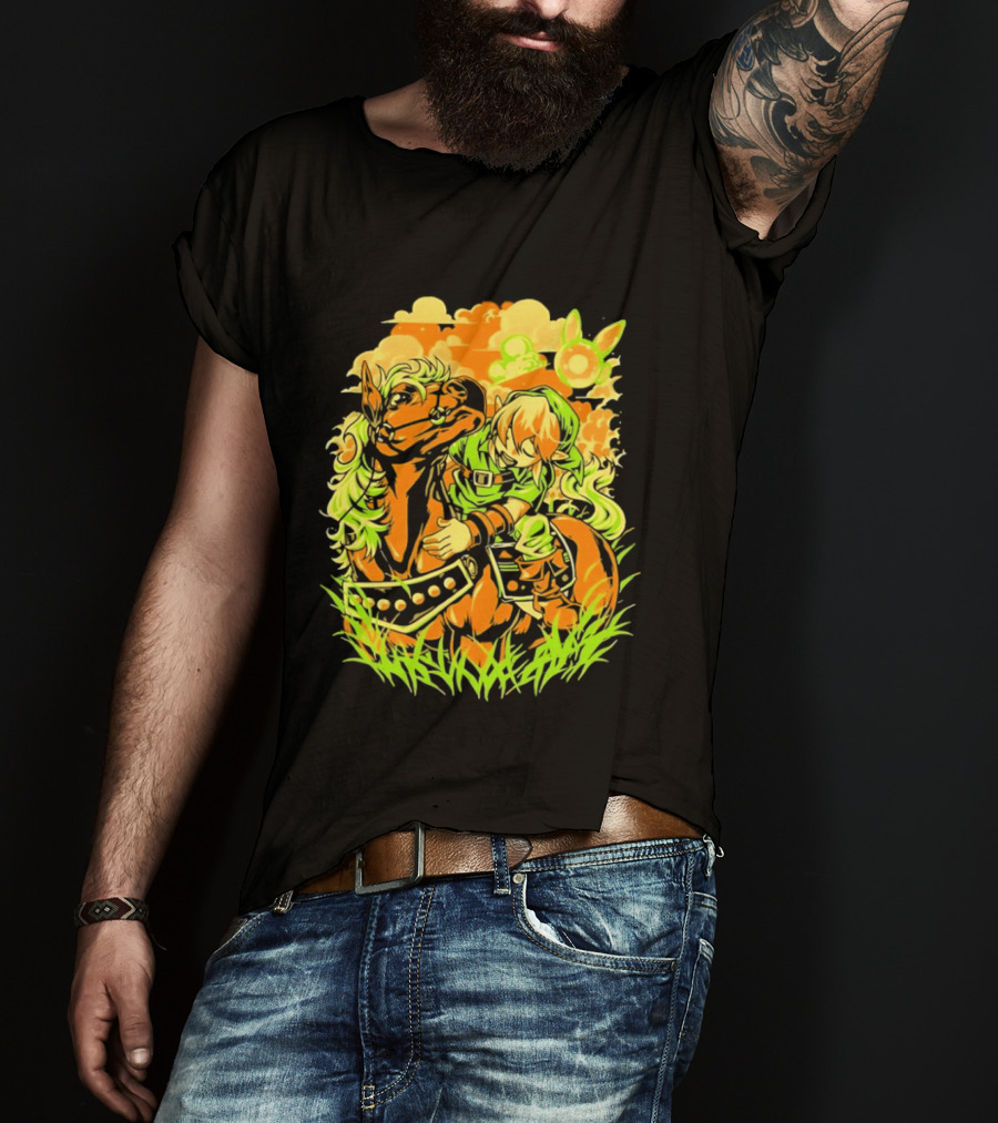 Legend Of Zelda Link And Epona Journey Through Hyrule Fields Adventure T-Shirt