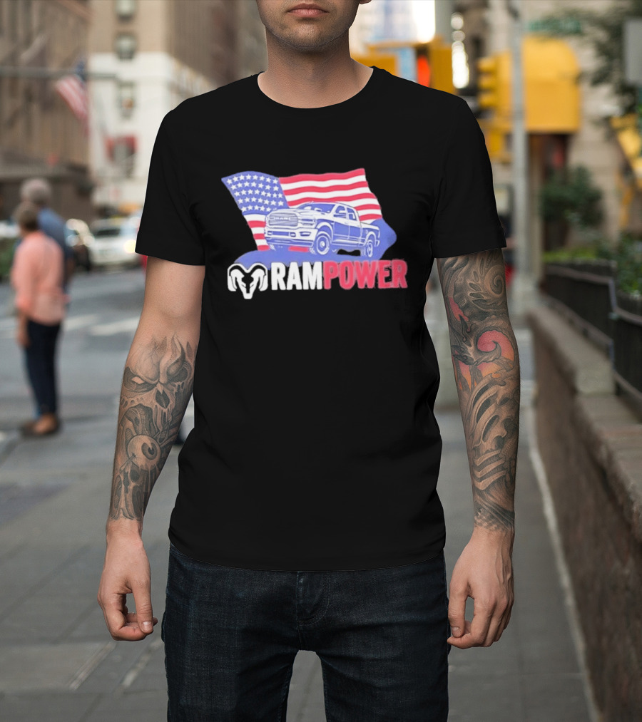 Ram Power American Flag Truck Patriot T-Shirt