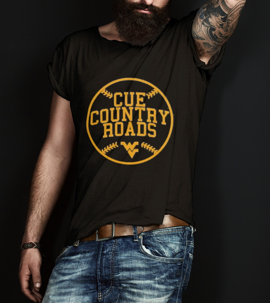 NCAA West Virginia Mountaineers Cue Country Roads Baseball T-Shirt