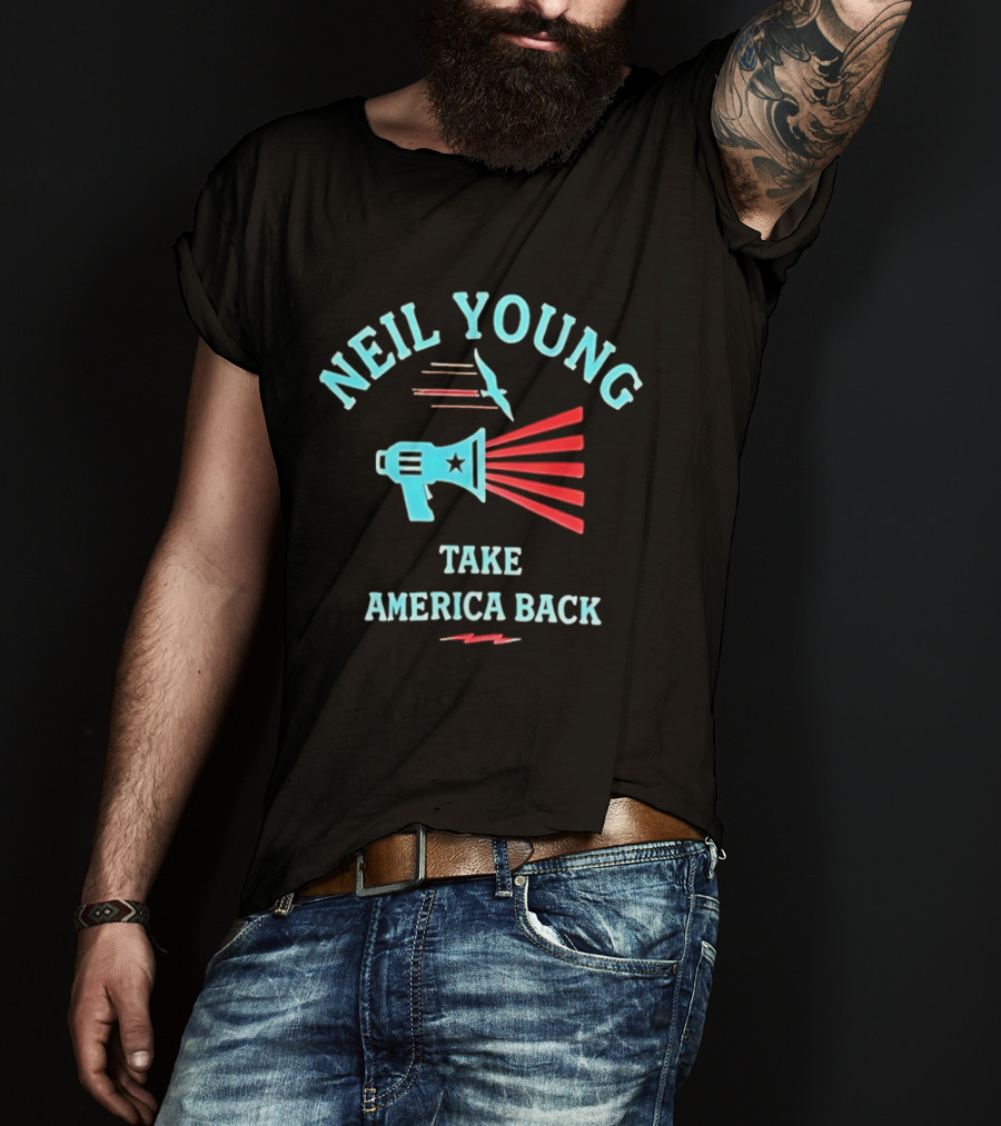 Neil Young Take America Back Megaphone And Bird T-Shirt