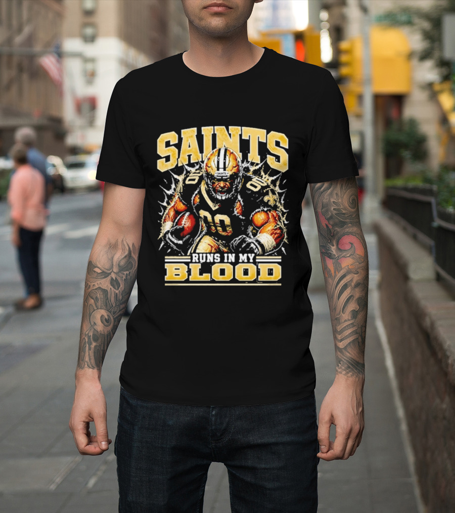 New Orleans Saints Football Runs In My Blood Team Player T-Shirt