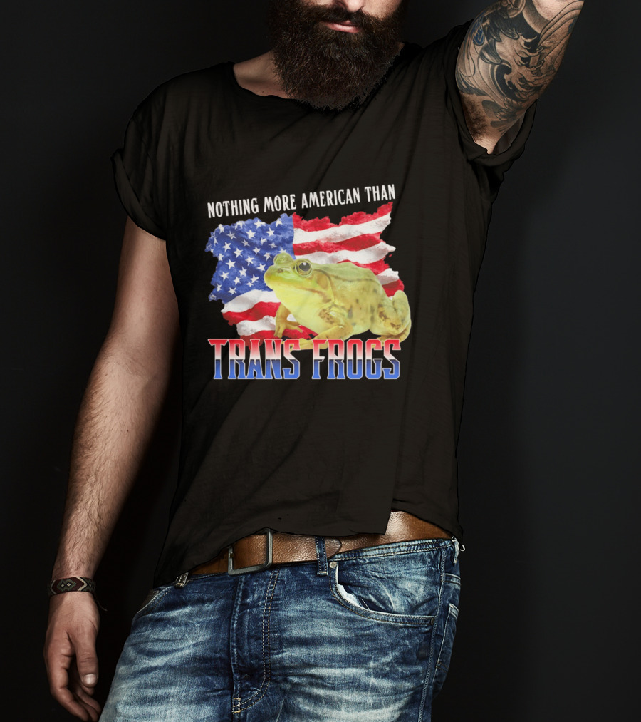 Nothing More American Than Trans Frogs Pride USA Flag Frog T-Shirt