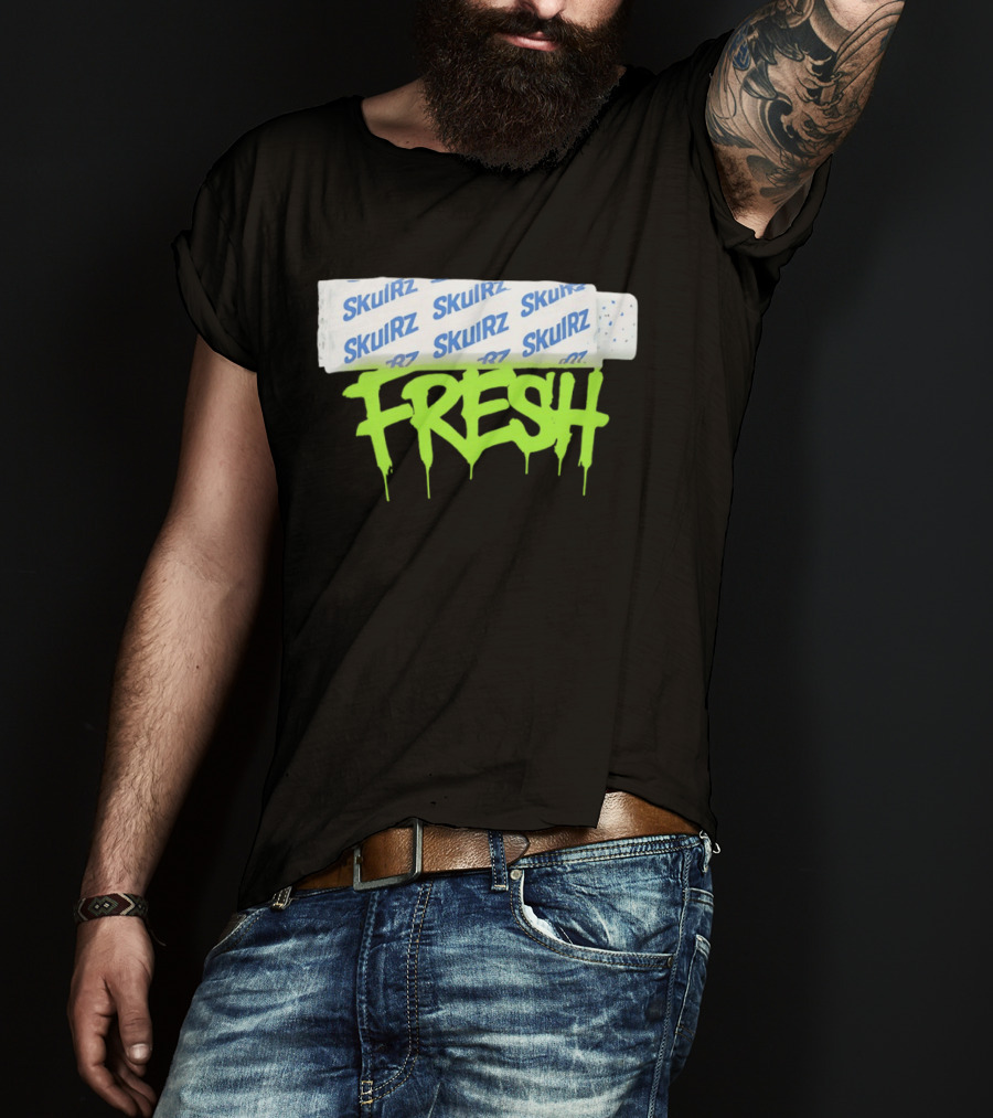 Skulrz Fresh Gum Stylized Wrapper And Green Dripping T-Shirt