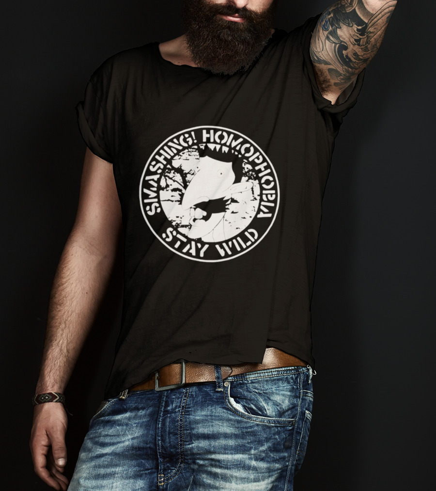 Smashing Homophobia Stay Wild Chameleon Pride Empowerment T-Shirt