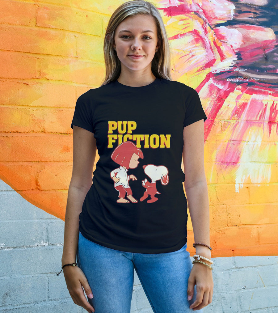Pup Fiction Peanuts Characters Scene T-Shirt