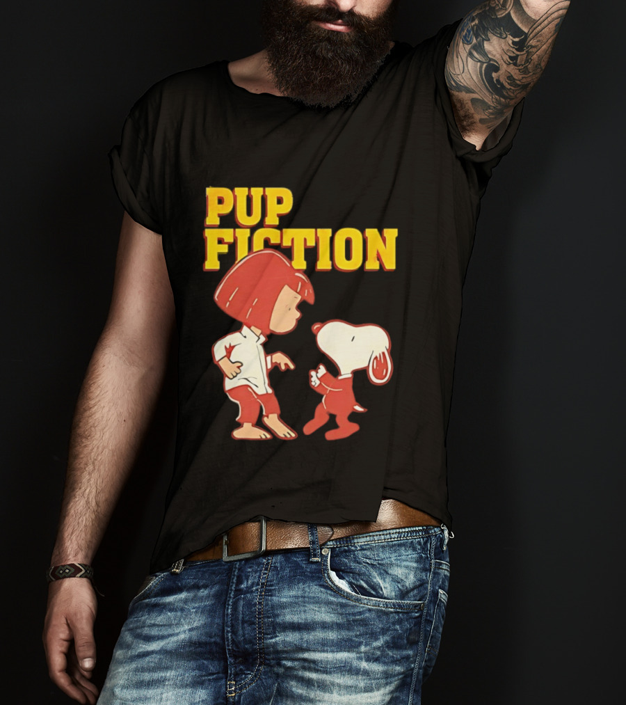 Pup Fiction Peanuts Characters Scene T-Shirt