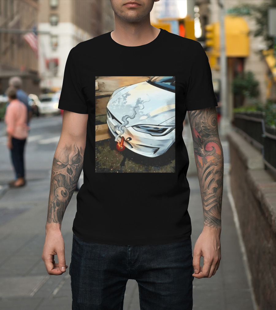 Tesla Car Smoking Light It Up T-Shirt