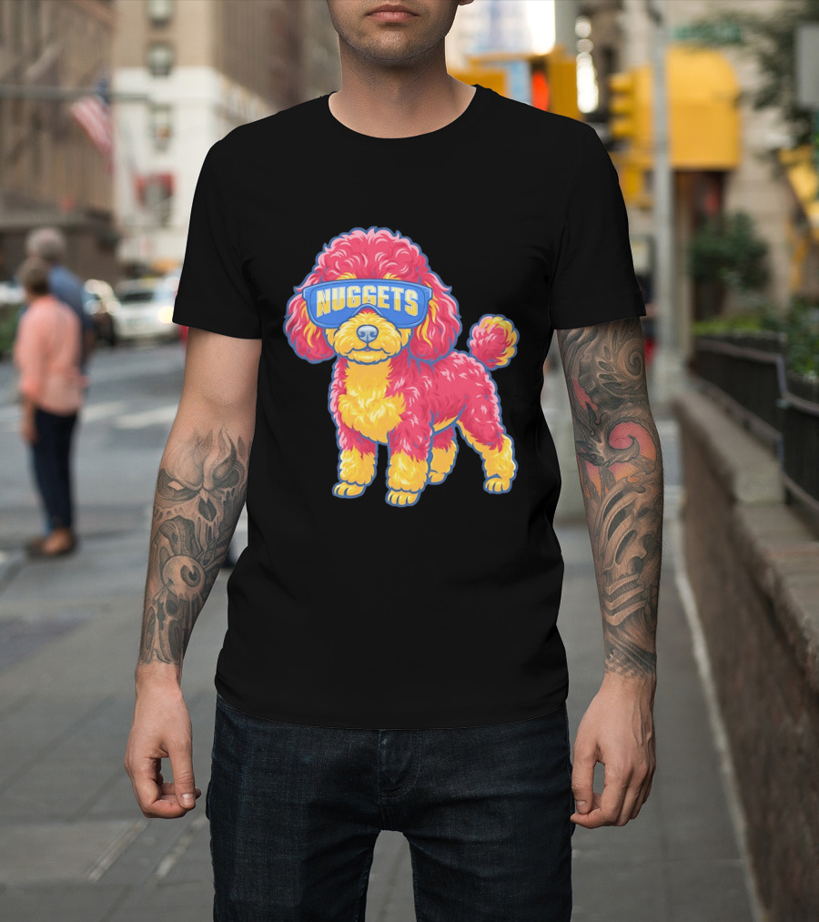 Denver Nuggets Teacup Poodle Wearing Oversized Glasses T-Shirt