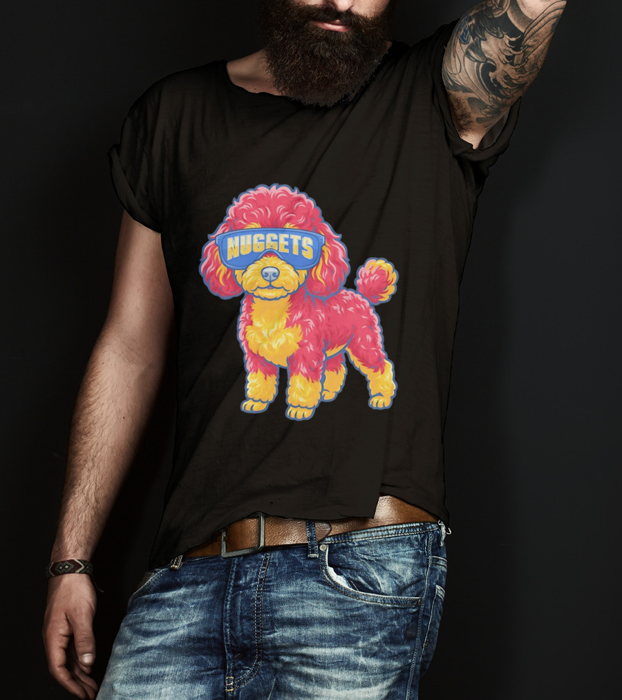 Denver Nuggets Teacup Poodle Wearing Oversized Glasses T-Shirt
