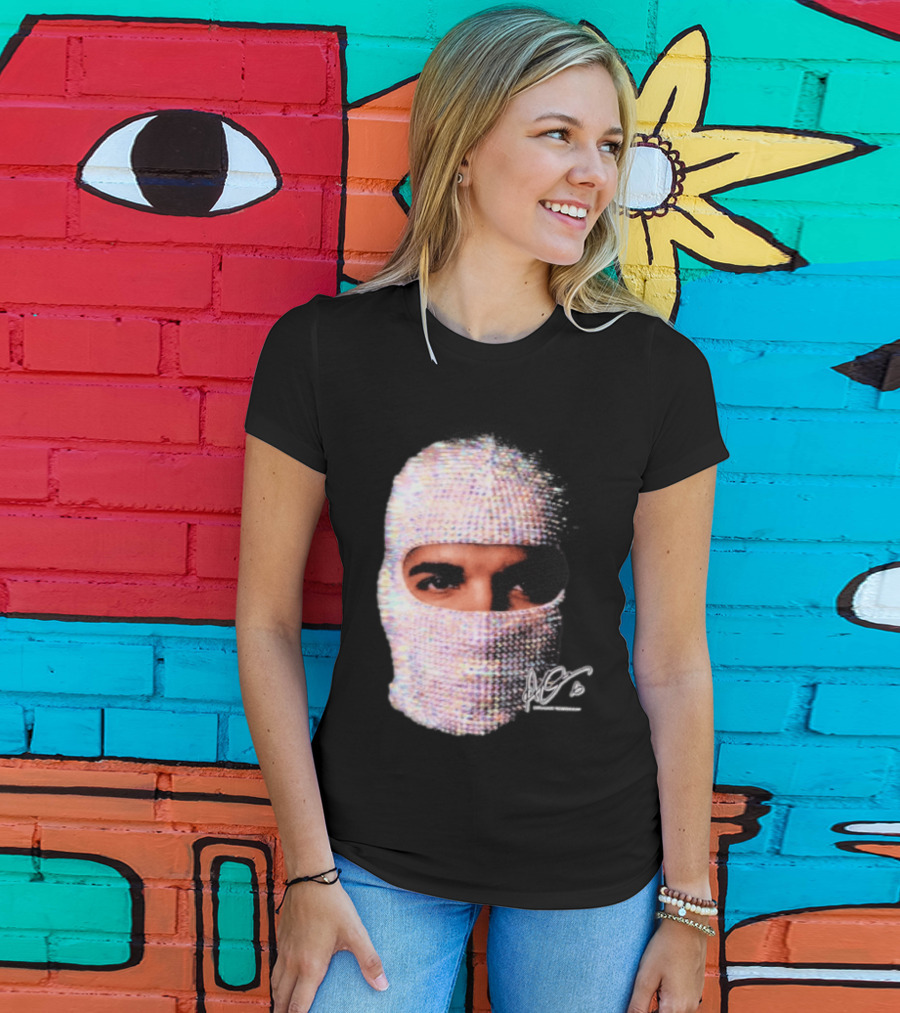 Drake Iceman Mask Jewel Encrusted Balaclava T-Shirt